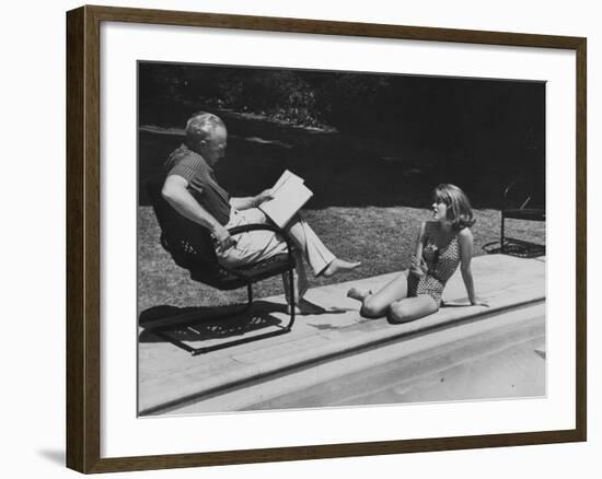 Director Joshua L. Logan Studying a Movie Script with Young Actress Jane Fonda-Allan Grant-Framed Premium Photographic Print