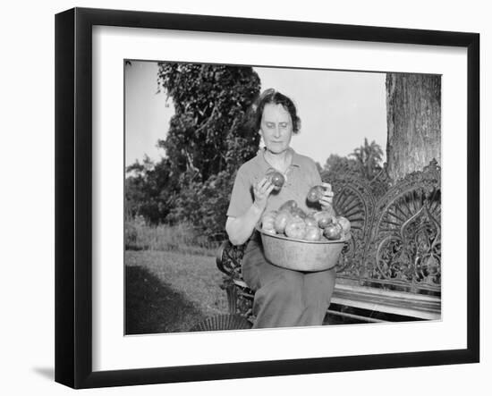 Director of the Mint Nellie Tayloe Ross relaxes on her Maryland farm, 1938-Harris & Ewing-Framed Photographic Print