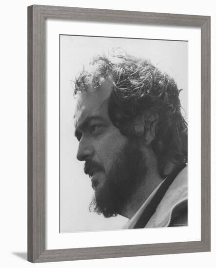 Director Stanley Kubrick in Serious Profile Portrait During Filming of His Movie "Barry Lyndon."-null-Framed Premium Photographic Print