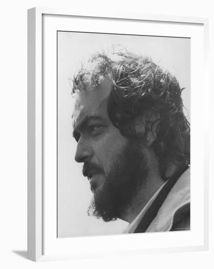 Director Stanley Kubrick in Serious Profile Portrait During Filming of His Movie "Barry Lyndon."-null-Framed Premium Photographic Print