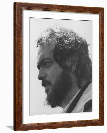 Director Stanley Kubrick in Serious Profile Portrait During Filming of His Movie "Barry Lyndon."-null-Framed Premium Photographic Print