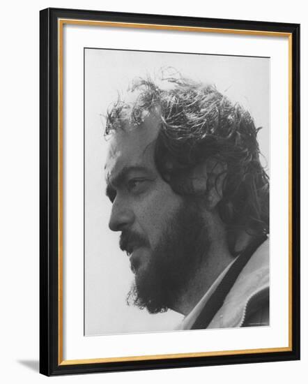 Director Stanley Kubrick in Serious Profile Portrait During Filming of His Movie "Barry Lyndon."-null-Framed Premium Photographic Print