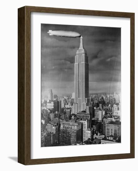 Dirigible Docked at Empire State Building-null-Framed Photographic Print