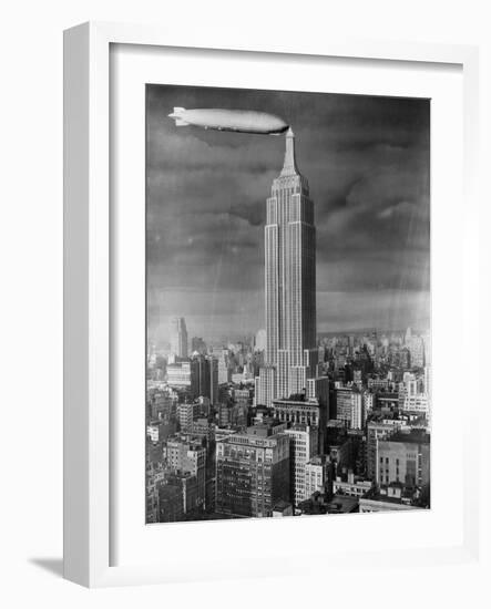 Dirigible Docked at Empire State Building-null-Framed Photographic Print