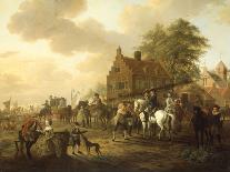 A Detachment of Cavalry with a Coach and other Soldiery outside a Harbourside Inn, 1777-Dirk Langendijk-Giclee Print