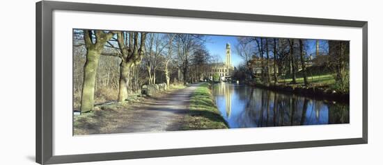 Dirt Road Leading Towards a Mill, Salt's Mill, Leeds and Liverpool Canal, Saltaire, Bradford, We...-null-Framed Photographic Print