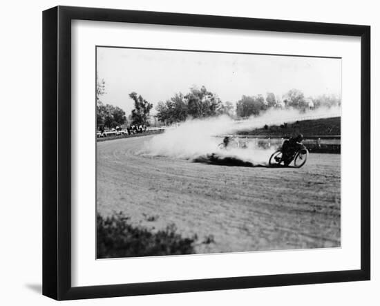 Dirt Track Motorbike Racing, 1913-null-Framed Photographic Print