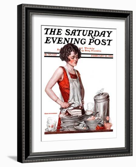 "Dirty Dishes," Saturday Evening Post Cover, February 23, 1924-Walter Beach Humphrey-Framed Giclee Print