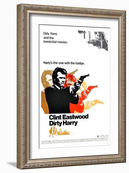 Dirty Harry, Clint Eastwood, 1971-null-Framed Premium Giclee Print