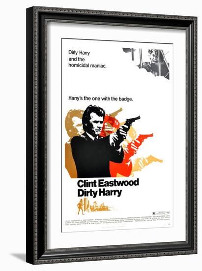 Dirty Harry, Clint Eastwood, 1971-null-Framed Premium Giclee Print