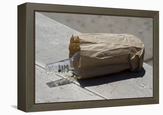 Discarded Rum Bottle In Paper Bag-Mark Williamson-Framed Premier Image Canvas