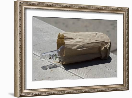 Discarded Rum Bottle In Paper Bag-Mark Williamson-Framed Photographic Print