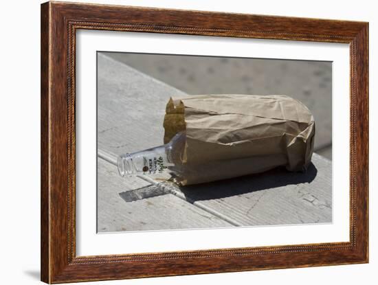 Discarded Rum Bottle In Paper Bag-Mark Williamson-Framed Photographic Print