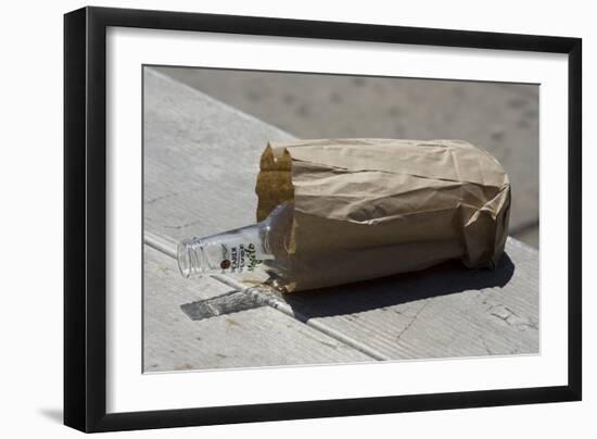 Discarded Rum Bottle In Paper Bag-Mark Williamson-Framed Photographic Print