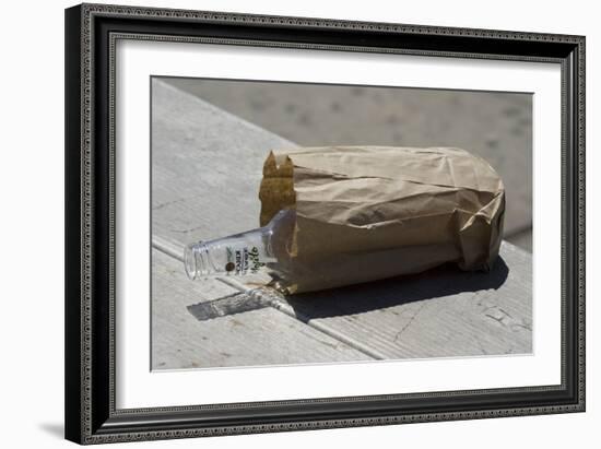 Discarded Rum Bottle In Paper Bag-Mark Williamson-Framed Photographic Print