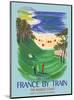 Discover France by Train - The Basque Coast - French National Railways-Bernard Villemot-Mounted Art Print