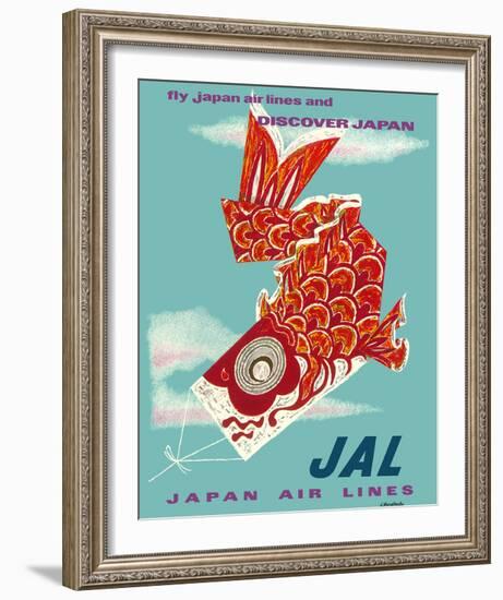 Discover Japan - Fly Japan Air Lines (JAL) - Japanese Koinobori (Carp Streamer)-Murakoshi-Framed Giclee Print