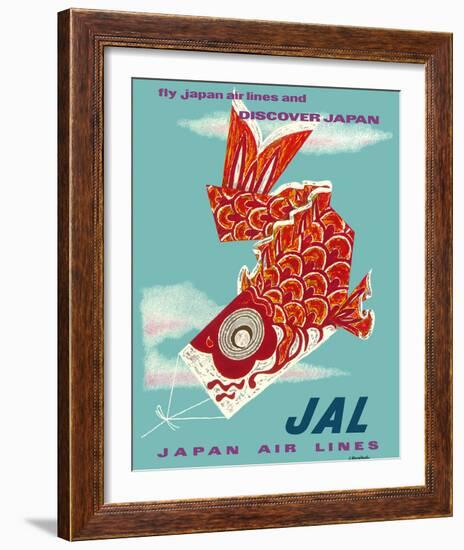 Discover Japan - Fly Japan Air Lines (JAL) - Japanese Koinobori (Carp Streamer)-Murakoshi-Framed Giclee Print