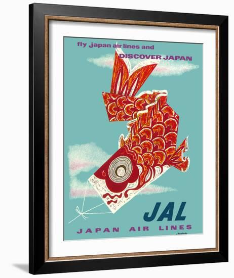 Discover Japan - Fly Japan Air Lines (JAL) - Japanese Koinobori (Carp Streamer)-Murakoshi-Framed Giclee Print