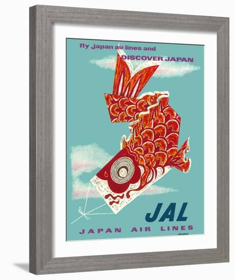 Discover Japan - Fly Japan Air Lines (JAL) - Japanese Koinobori (Carp Streamer)-Murakoshi-Framed Giclee Print