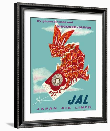 Discover Japan - Fly Japan Air Lines (JAL) - Japanese Koinobori (Carp Streamer)-Murakoshi-Framed Giclee Print