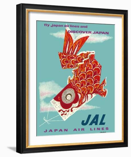 Discover Japan - Fly Japan Air Lines (JAL) - Japanese Koinobori (Carp Streamer)-Murakoshi-Framed Giclee Print