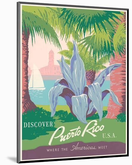 Discover Puerto Rico, USA-Vintage Reproduction-Mounted Giclee Print