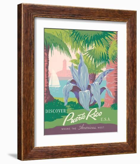 Discover Puerto Rico, USA-Vintage Reproduction-Framed Giclee Print