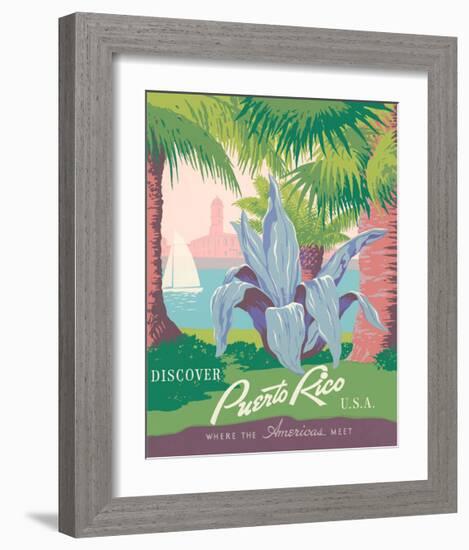 Discover Puerto Rico, USA-Vintage Reproduction-Framed Giclee Print