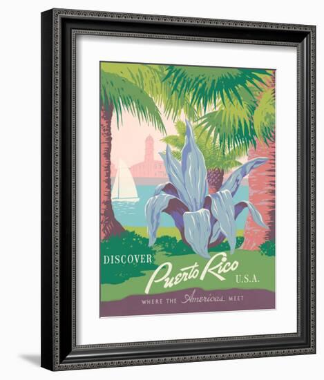 Discover Puerto Rico, USA-Vintage Reproduction-Framed Giclee Print