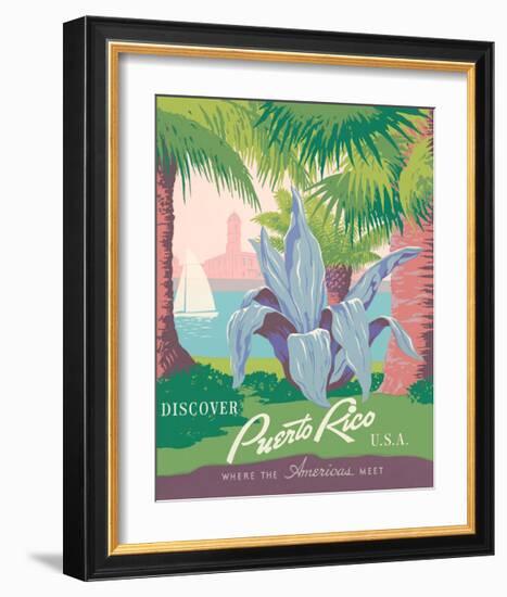 Discover Puerto Rico, USA-Vintage Reproduction-Framed Giclee Print