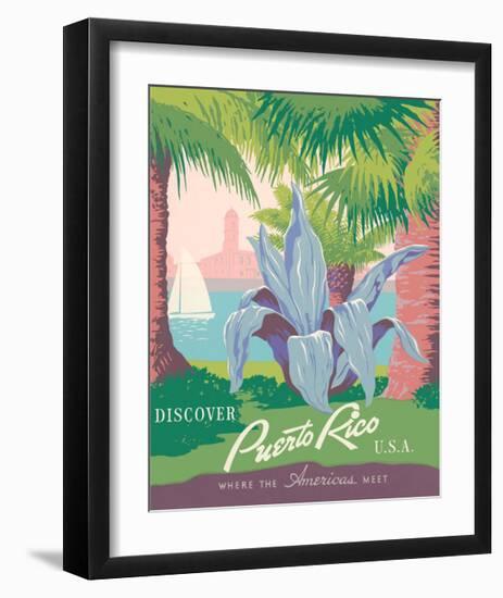 Discover Puerto Rico, USA-Vintage Reproduction-Framed Giclee Print