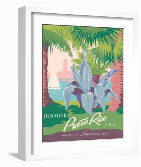 Discover Puerto Rico, USA-Vintage Reproduction-Framed Giclee Print