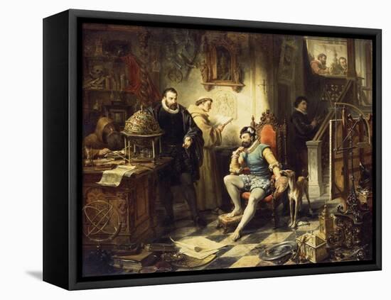 Discovering the Telescope, 1855-Edouard Ender-Framed Premier Image Canvas