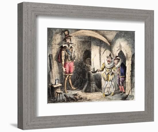 Discovery of Guido Fawkes by Suffolk and Monteagle, Illustration from 'The Comic History of England-John Leech-Framed Giclee Print