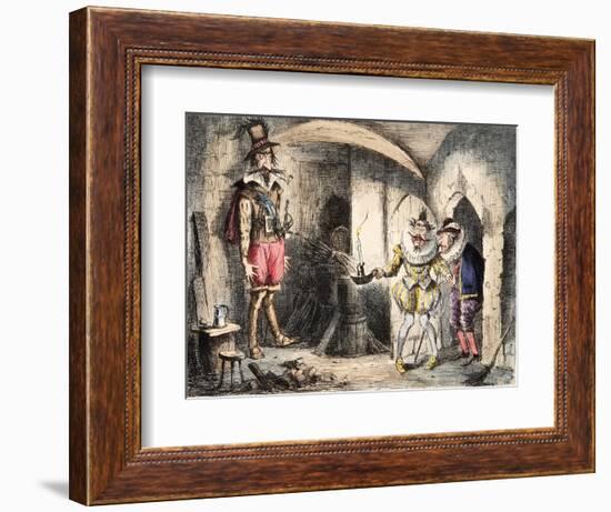 Discovery of Guido Fawkes by Suffolk and Monteagle, Illustration from 'The Comic History of England-John Leech-Framed Giclee Print