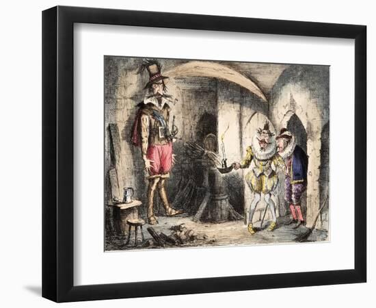 Discovery of Guido Fawkes by Suffolk and Monteagle, Illustration from 'The Comic History of England-John Leech-Framed Giclee Print