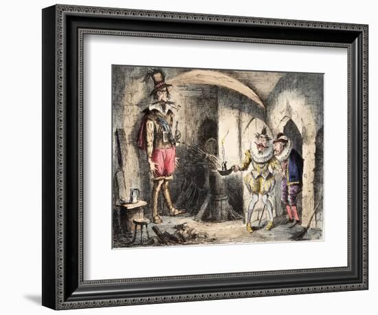 Discovery of Guido Fawkes by Suffolk and Monteagle, Illustration from 'The Comic History of England-John Leech-Framed Giclee Print