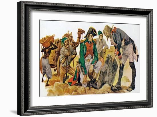 Discovery of the Rosetta Stone in Egypt (Colour Litho)-Peter Jackson-Framed Giclee Print