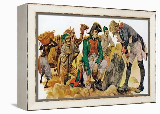 Discovery of the Rosetta Stone in Egypt (Colour Litho)-Peter Jackson-Framed Premier Image Canvas