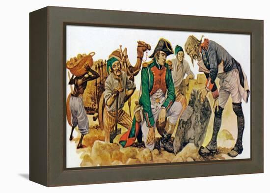 Discovery of the Rosetta Stone in Egypt (Colour Litho)-Peter Jackson-Framed Premier Image Canvas