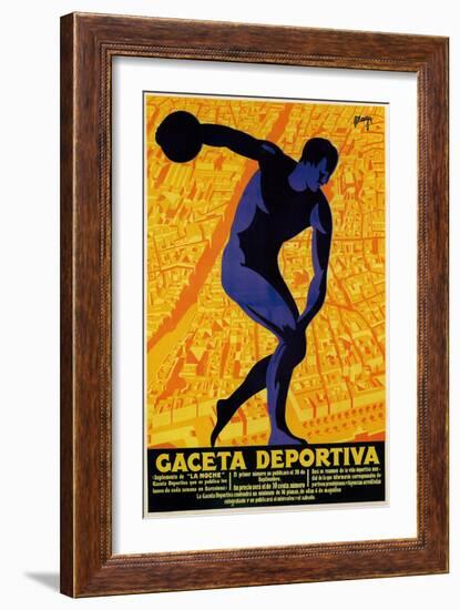 Discus Promotion - Gaceta Deportiva-Lantern Press-Framed Art Print