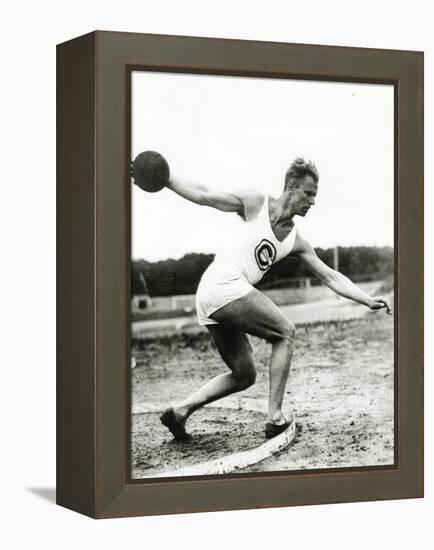 Discus Thrower at the Berlin Olympic Games, 1936-null-Framed Premier Image Canvas