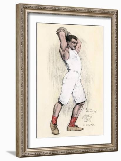 Discus Thrower in the Athens Olympic Games, 1896-null-Framed Giclee Print