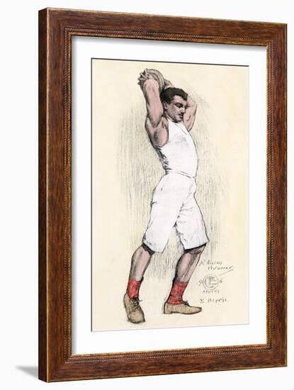 Discus Thrower in the Athens Olympic Games, 1896-null-Framed Giclee Print