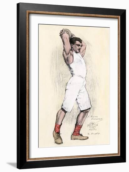 Discus Thrower in the Athens Olympic Games, 1896-null-Framed Giclee Print