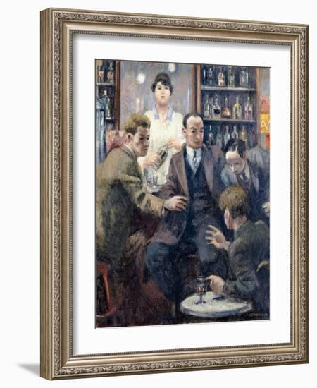 Discussion in a Bar, 1932 (Oil on Canvas)-Emil Cardinaux-Framed Giclee Print