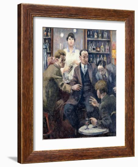 Discussion in a Bar, 1932 (Oil on Canvas)-Emil Cardinaux-Framed Giclee Print