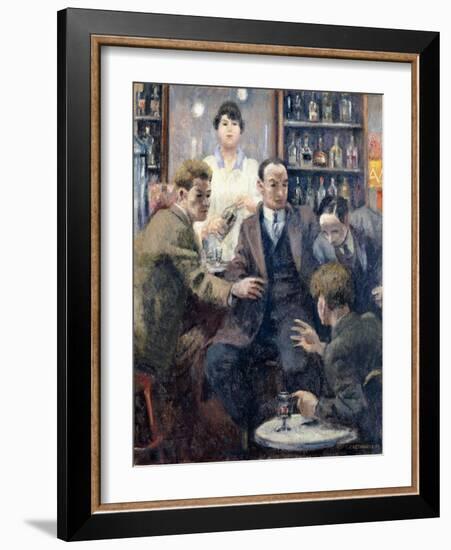 Discussion in a Bar, 1932 (Oil on Canvas)-Emil Cardinaux-Framed Giclee Print