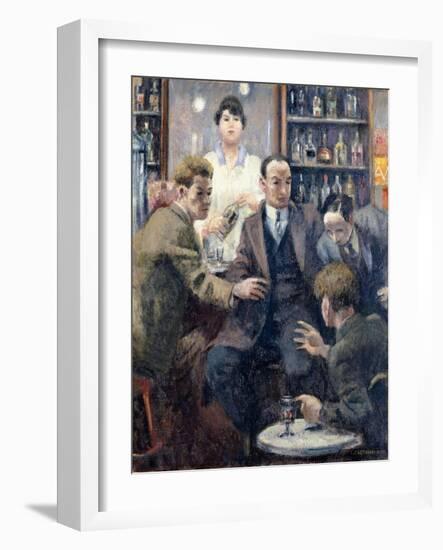 Discussion in a Bar, 1932 (Oil on Canvas)-Emil Cardinaux-Framed Giclee Print